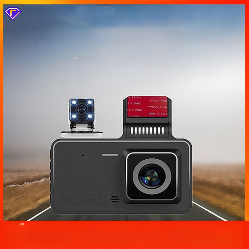 Automobilio dash cam su priekinės ir galinės dvigubos lęšiais, 1080p, 170° platus kampas, automatinis kilpinis įrašymas, palaiko TF kortelę iki 64GB