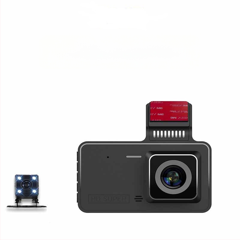 Automobilio dash cam su priekinės ir galinės dvigubos lęšiais, 1080p, 170° platus kampas, automatinis kilpinis įrašymas, palaiko TF kortelę iki 64GB