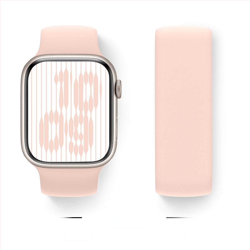 Silikona siksna Apple Watch, viencilpju dizains, saderīgs ar Series 9/8/7/6/SE, sprādze, svars 15 g, izlaidums 2024