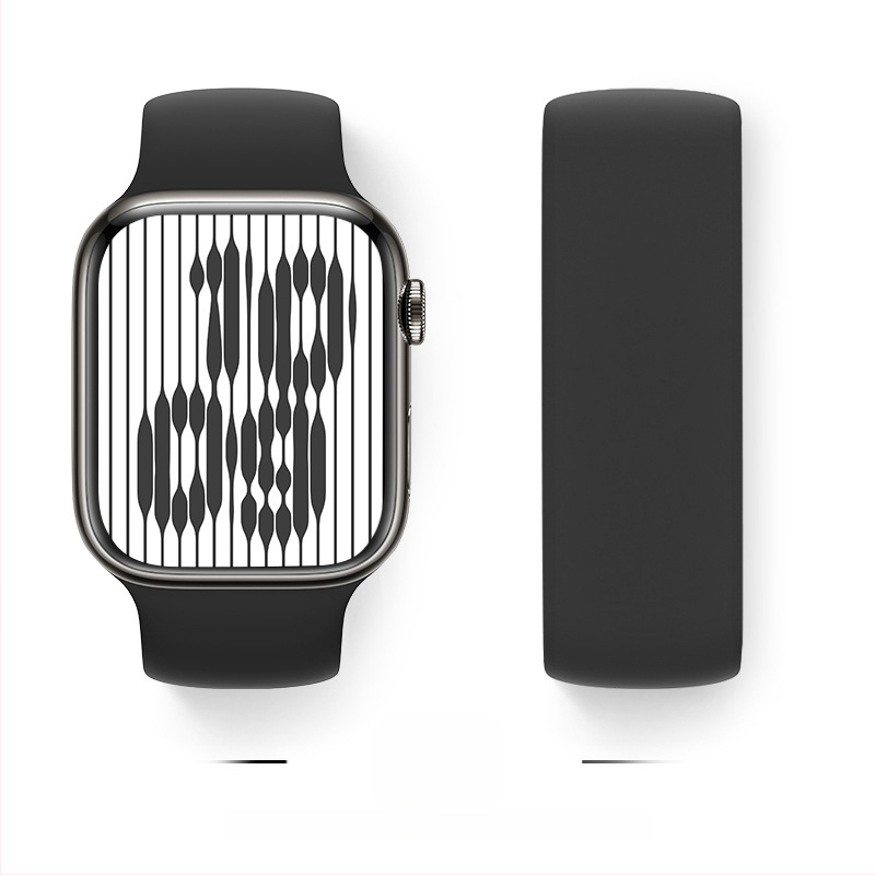 Silikona siksna Apple Watch, viencilpju dizains, saderīgs ar Series 9/8/7/6/SE, sprādze, svars 15 g, izlaidums 2024