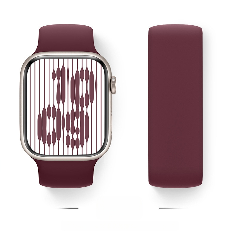 Silikona siksna Apple Watch, viencilpju dizains, saderīgs ar Series 9/8/7/6/SE, sprādze, svars 15 g, izlaidums 2024