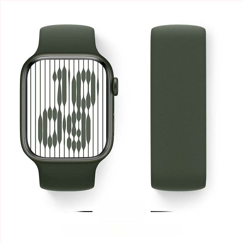 Silikona siksna Apple Watch, viencilpju dizains, saderīgs ar Series 9/8/7/6/SE, sprādze, svars 15 g, izlaidums 2024