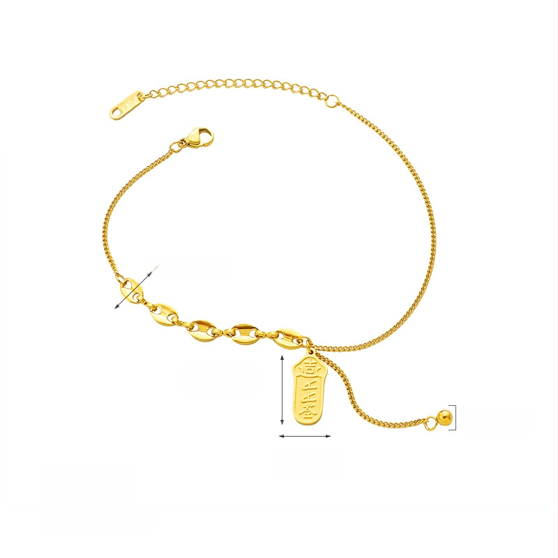 Глезенна гривна от титиева стомана, с късметлив символ, национален стил, дамска бижутерия, лято 2024