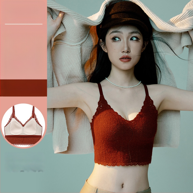 Viengubos V kaklo viršūnė su nėrinių nugara, 3D trikampiai puodeliai, 3/4 puodeliai, liemens ilgis, ruduo–žiema, kvėpuojantis ir patogus