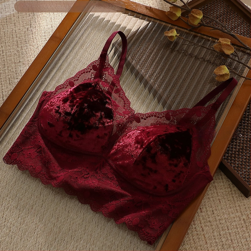 Velūro audinio wrap liemenėlė, pilnas kaušelis, plonas formuojantis kaušelis, kvėpuojanti nugara, prabangus dizainas