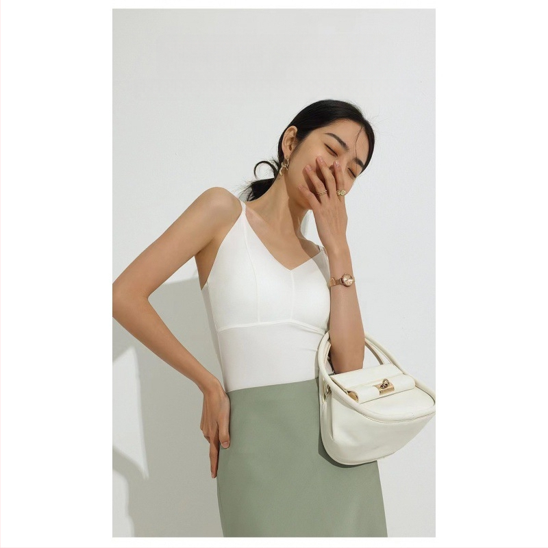 Ice Silk palaidinė su V iškirpte ir integruota krūties pagalvėlė, nailonas, Chest wrap/tube top, 3/4 puodelio, plonas formuotas puodeliai