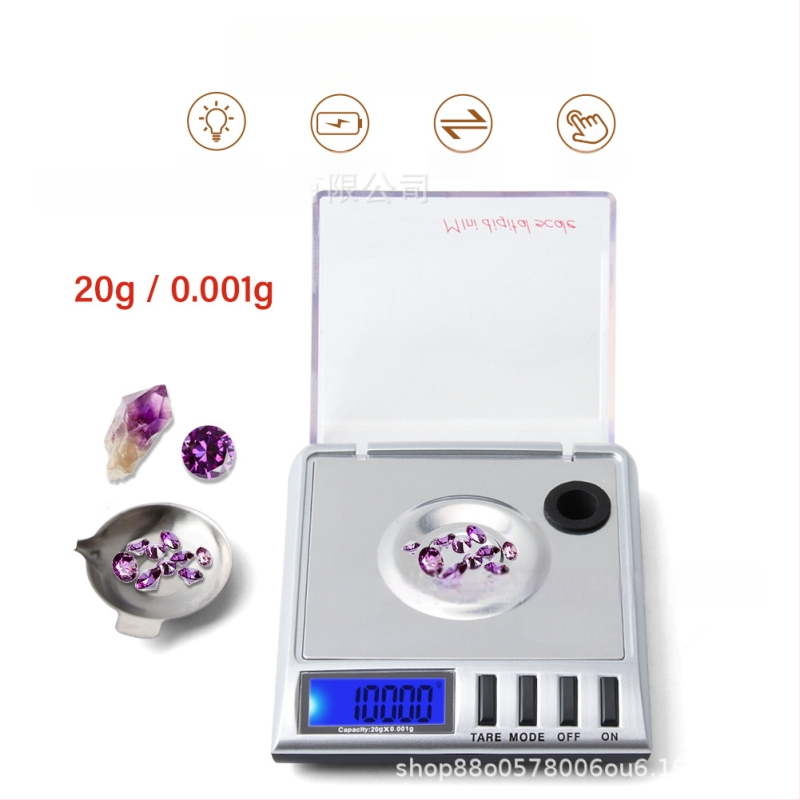 Digitalna vaga za nakit s visokorezolucijskim zaslonom, preciznost 0,001 g, kapaciteta 20 g, model Tsc01102, napajana baterijama AAA