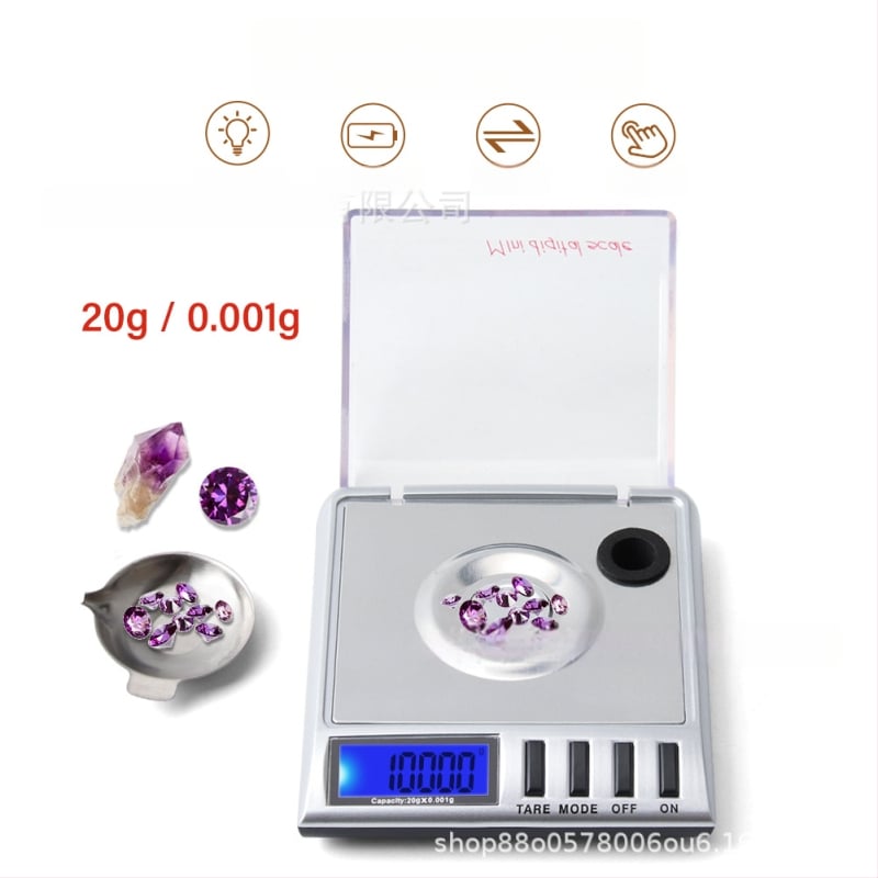 Digitalna vaga za nakit s visokorezolucijskim zaslonom, preciznost 0,001 g, kapaciteta 20 g, model Tsc01102, napajana baterijama AAA