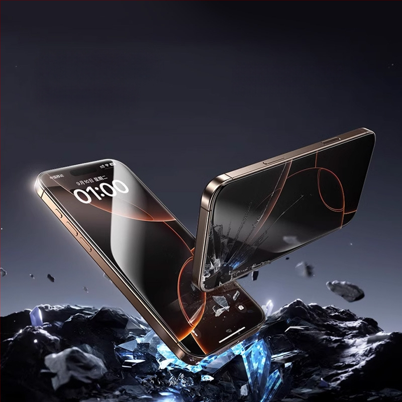 Apple 16Pro-hoz készült keményített üveg kijelzővédő, teljes lefedettség, anti-peep, anti-ujjlenyomat, porálló, HD, gyors felhelyezés