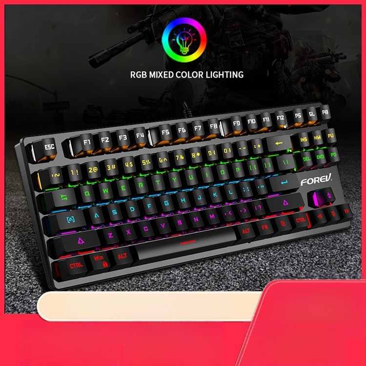 Q301 87‑gombos mechanikus billentyűzet, zöld tengelyű kapcsolók, RGB háttérvilágítás, kábeles, vízálló