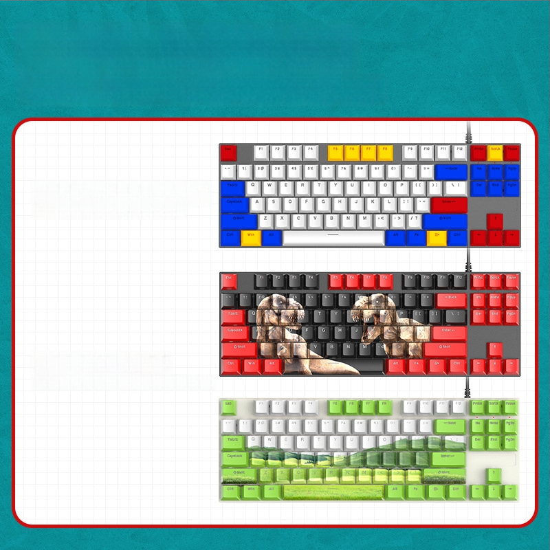 Q301 87‑gombos mechanikus billentyűzet, zöld tengelyű kapcsolók, RGB háttérvilágítás, kábeles, vízálló