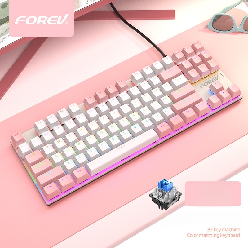 Q301 87‑gombos mechanikus billentyűzet, zöld tengelyű kapcsolók, RGB háttérvilágítás, kábeles, vízálló