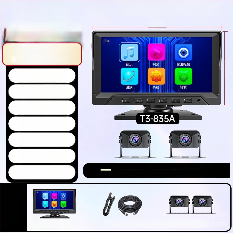 Krovininis sunkvežimis – Viskas viename įrenginys su DVR, 4-kanalų stebėjimas, 24V, 1080p, 160°, lietimui jautrus ekranas, atbulinis vaizdas