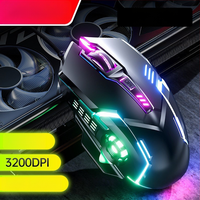Laidinė žaidimų pelė su 6 mygtukais, USB, 3000 DPI, reguliuojamas DPI, ergonomiškas dizainas, 4 krypčių ratukas