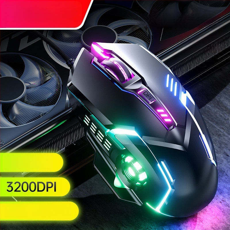 Laidinė žaidimų pelė su 6 mygtukais, USB, 3000 DPI, reguliuojamas DPI, ergonomiškas dizainas, 4 krypčių ratukas