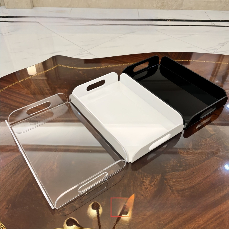 Aukšto skaidrumo akrilo padėklas voniai ir stalui – kosmetikai ir odos priežiūrai skirta saugykla, šiuolaikiškas minimalistinis dizainas