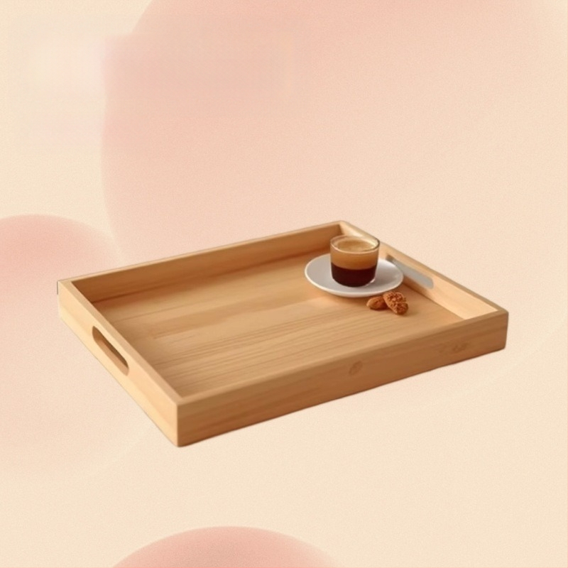 Medinis kvadratinis patiekalų padėklas su galimybe pritaikyti individualiai ir logotipo spausdinimu