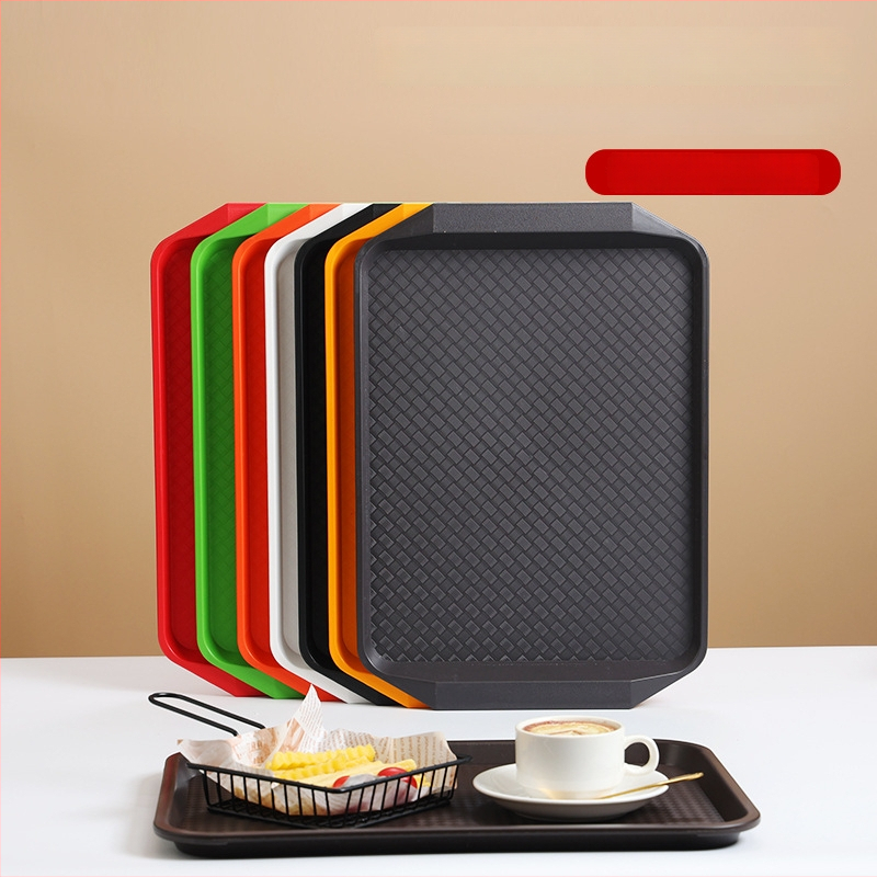 Plastikinė padėklas su medžio raštu – stačiakampė, storas dizainas, atsparus slydimui viešbučiams ir restoranams