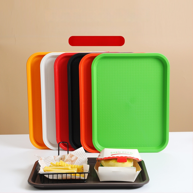 Plastikinė padėklas su medžio raštu – stačiakampė, storas dizainas, atsparus slydimui viešbučiams ir restoranams