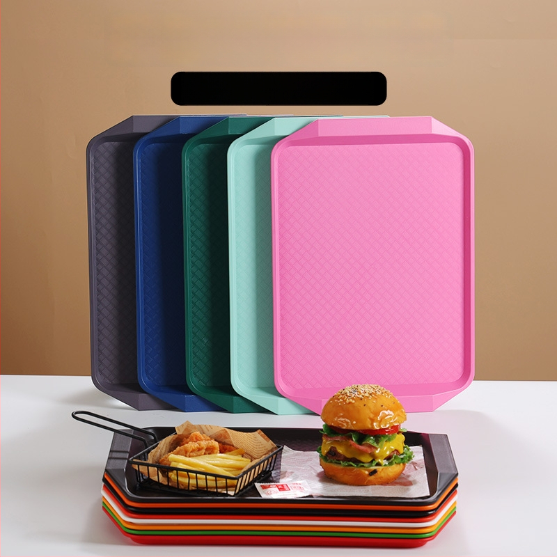 Plastikinė padėklas su medžio raštu – stačiakampė, storas dizainas, atsparus slydimui viešbučiams ir restoranams