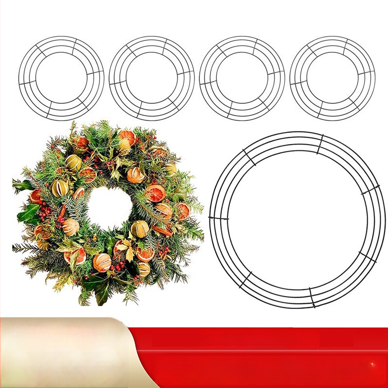 Cadru circular din sârmă pentru flori, cunună de viță, decorațiune de Crăciun (Material: Iron Art; Stil: American; Finisaj: Baking Paint; Nr. art.: 012; Export transfrontalier exclusiv)