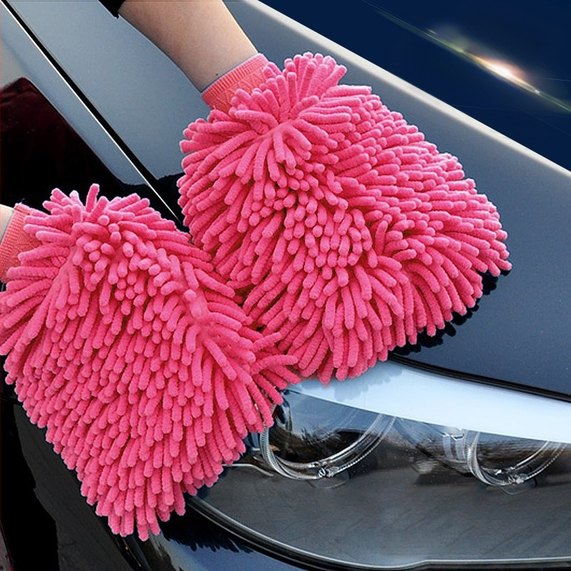 Automobilių plovimo pirštinės – pūkuotos chenille, suede medžiaga, atsparios vandeniui, lokio letenos dizainas, dažų apsauga