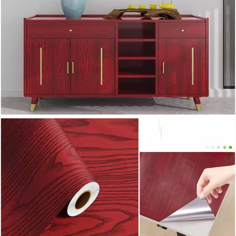 Folie autocolantă cu aspect lemn pentru renovarea mobilierului — suprafață simulată din lemn, stil modern minimalist, potrivită pentru uși, rame, dulapuri și birouri