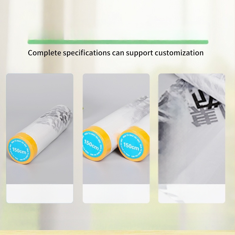 Gardrób maszkoló fólia bútorfestéshez, por elleni védőfólia, testreszabható vastagság, szélesség és hossz méretezés, PE fólia japán papírral, magas viszkozitású ragasztó