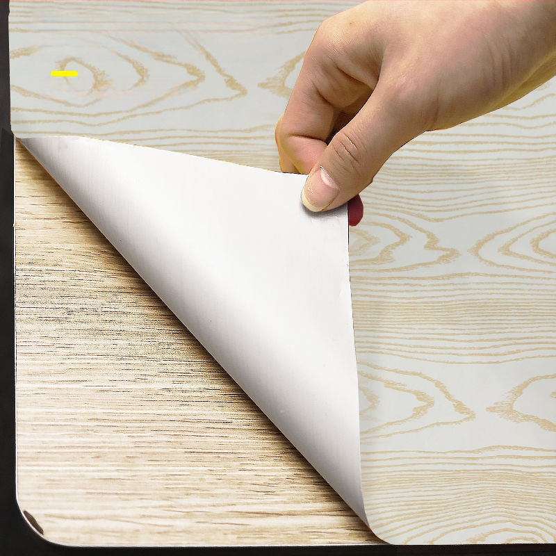 Tapet autocolant cu model lemn pentru renovarea mobilierului — PVC, model în dungi, stil chinezesc, sufragerie