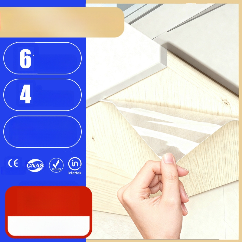 Folie PVC autoadezivă pentru ușile de la dulap – rezistentă la apă și la ulei, transparentă, 1 bucată, pentru bucătărie și dulapuri, stil modern minimalist