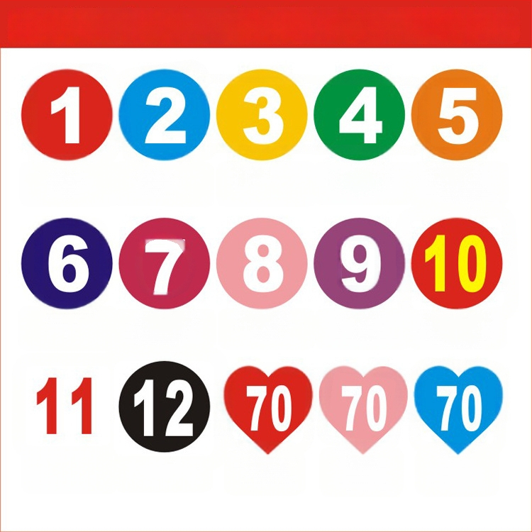 Autocolant de perete din PVC impermeabil cu numere digitale pentru concurs de dans, 2 coli, oglindă