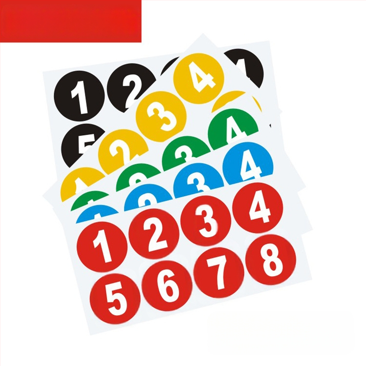 Autocolant de perete din PVC impermeabil cu numere digitale pentru concurs de dans, 2 coli, oglindă