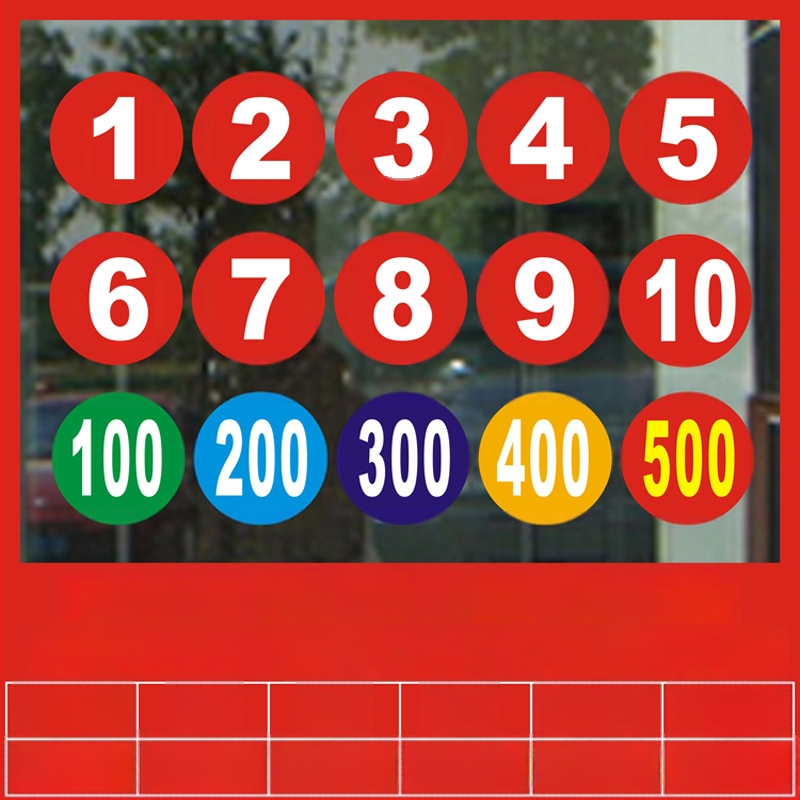 Autocolant de perete din PVC impermeabil cu numere digitale pentru concurs de dans, 2 coli, oglindă