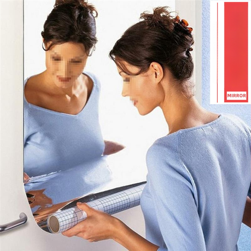 Autocolant oglindă pentru perete din acril, autoadeziv, 0,1 mm grosime, rezistent la ulei, pentru living și dormitor