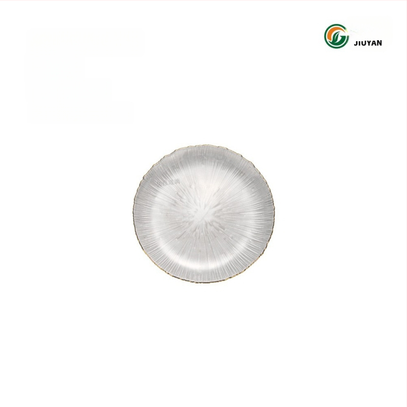 Stiklo vaisių lėkštė Europos stiliumi, apvali, karščiui atspari paviršius, mikrobangų krosnelė tinkama, logotipas spausdintas