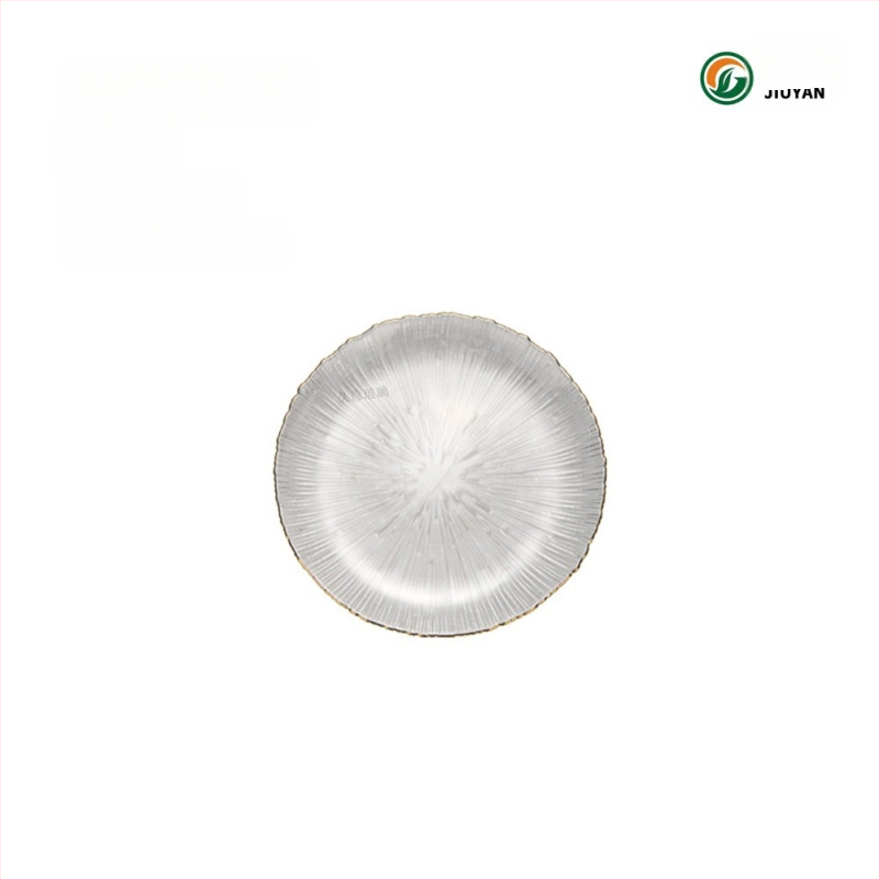 Stiklo vaisių lėkštė Europos stiliumi, apvali, karščiui atspari paviršius, mikrobangų krosnelė tinkama, logotipas spausdintas