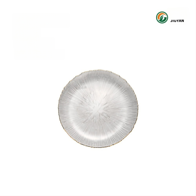 Stiklo vaisių lėkštė Europos stiliumi, apvali, karščiui atspari paviršius, mikrobangų krosnelė tinkama, logotipas spausdintas