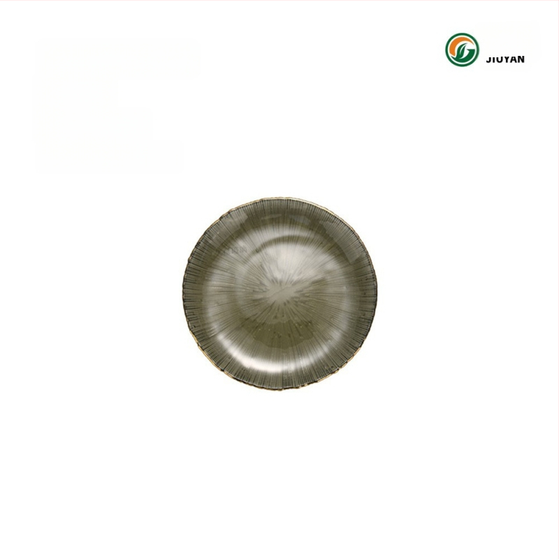 Stiklo vaisių lėkštė Europos stiliumi, apvali, karščiui atspari paviršius, mikrobangų krosnelė tinkama, logotipas spausdintas