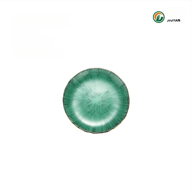 Stiklo vaisių lėkštė Europos stiliumi, apvali, karščiui atspari paviršius, mikrobangų krosnelė tinkama, logotipas spausdintas