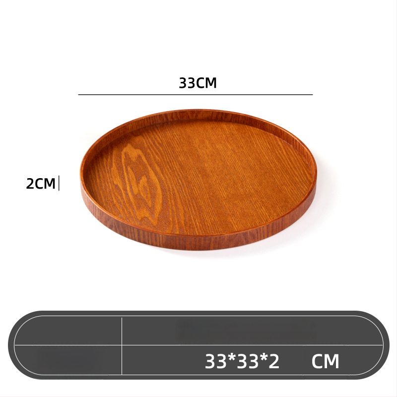 Medinė apvali lėkštė, japonų stilius, vientisas raštas, su logotipo įspaudu