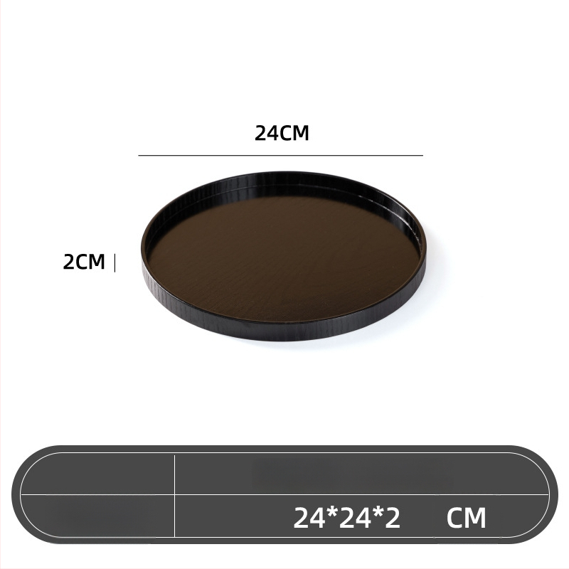 Medinė apvali lėkštė, japonų stilius, vientisas raštas, su logotipo įspaudu