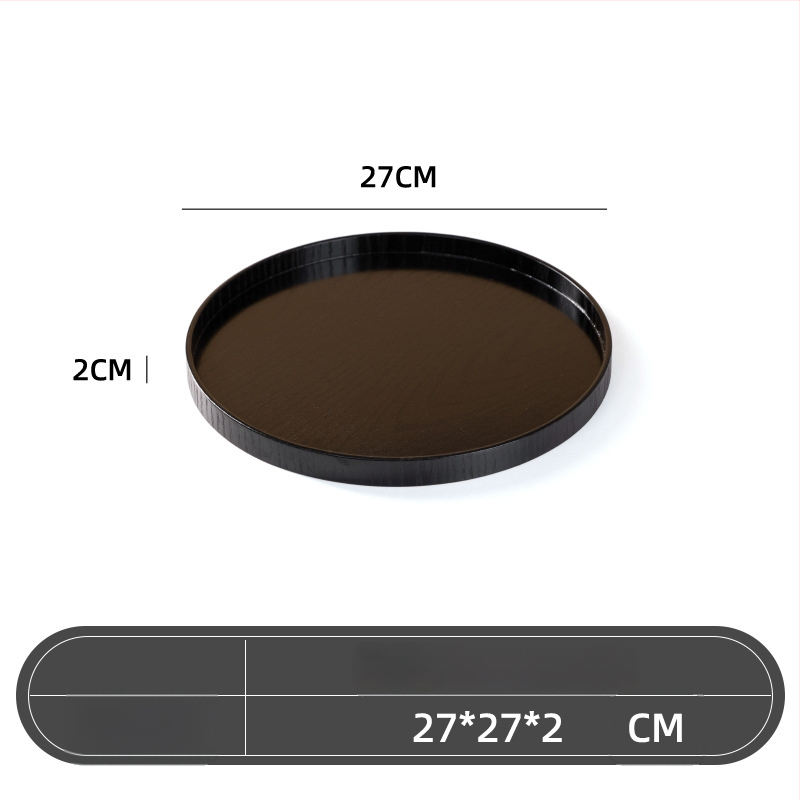 Medinė apvali lėkštė, japonų stilius, vientisas raštas, su logotipo įspaudu