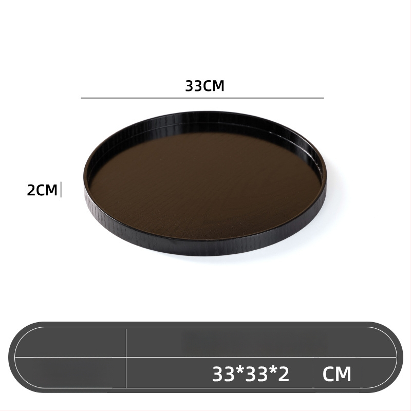 Medinė apvali lėkštė, japonų stilius, vientisas raštas, su logotipo įspaudu