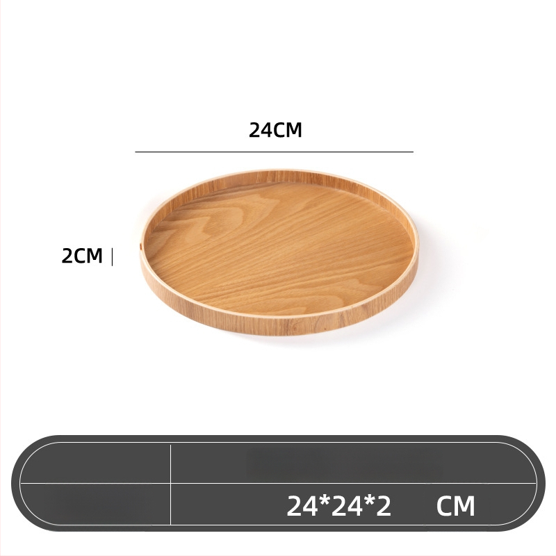 Medinė apvali lėkštė, japonų stilius, vientisas raštas, su logotipo įspaudu