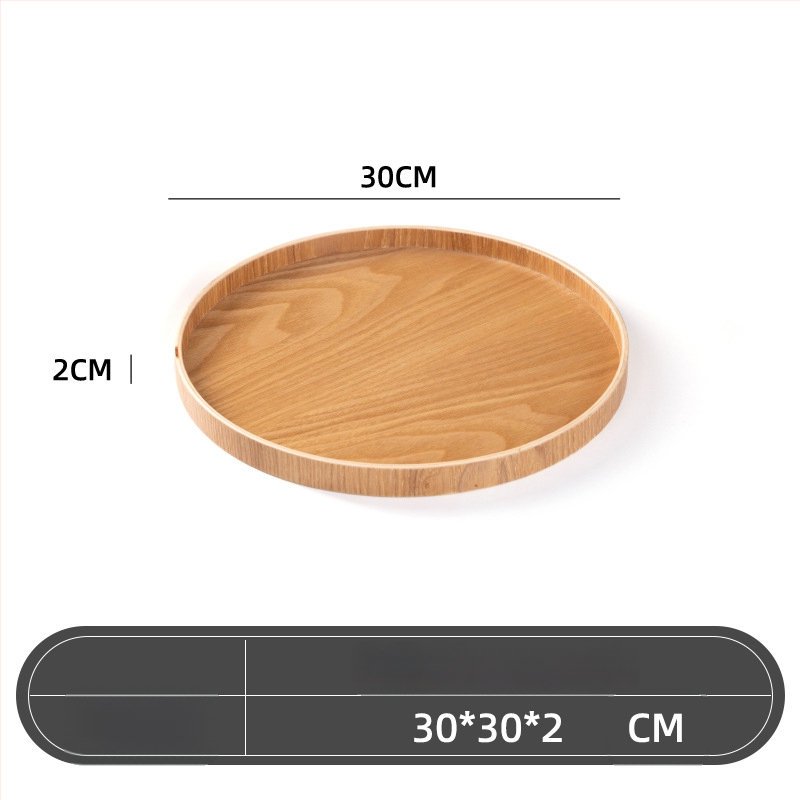 Medinė apvali lėkštė, japonų stilius, vientisas raštas, su logotipo įspaudu