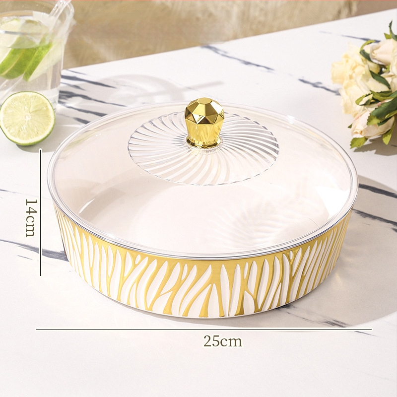 Fedéllel gyümölcstál – műanyag, könnyed luxus textúra, európai stílus, nagy kapacitás száraz gyümölcsre és édességekre