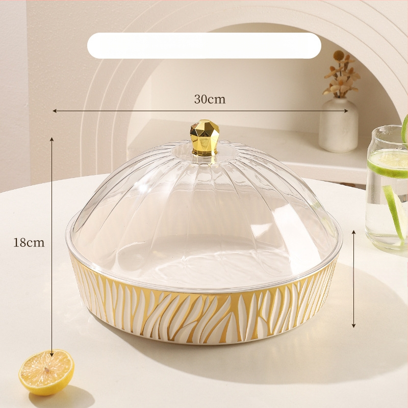 Fedéllel gyümölcstál – műanyag, könnyed luxus textúra, európai stílus, nagy kapacitás száraz gyümölcsre és édességekre