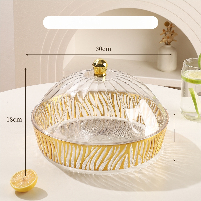 Fedéllel gyümölcstál – műanyag, könnyed luxus textúra, európai stílus, nagy kapacitás száraz gyümölcsre és édességekre