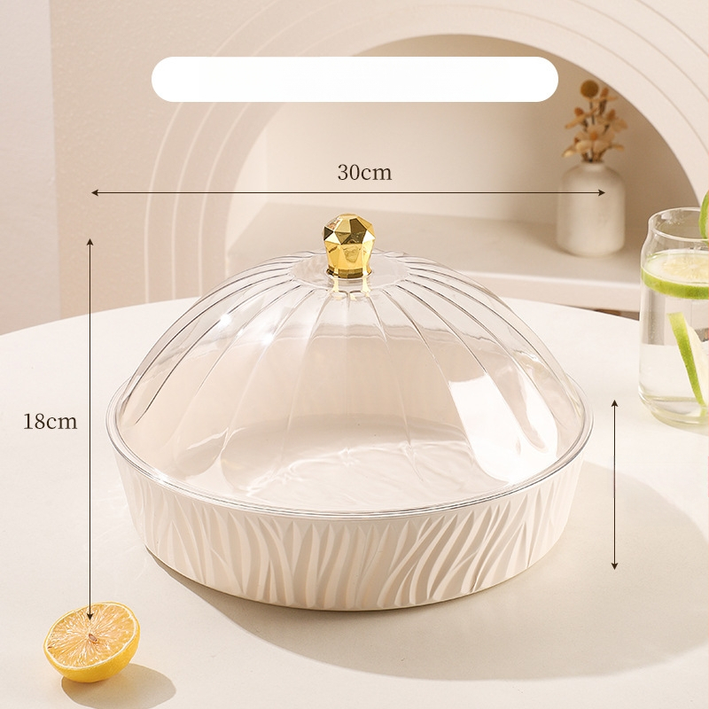 Fedéllel gyümölcstál – műanyag, könnyed luxus textúra, európai stílus, nagy kapacitás száraz gyümölcsre és édességekre