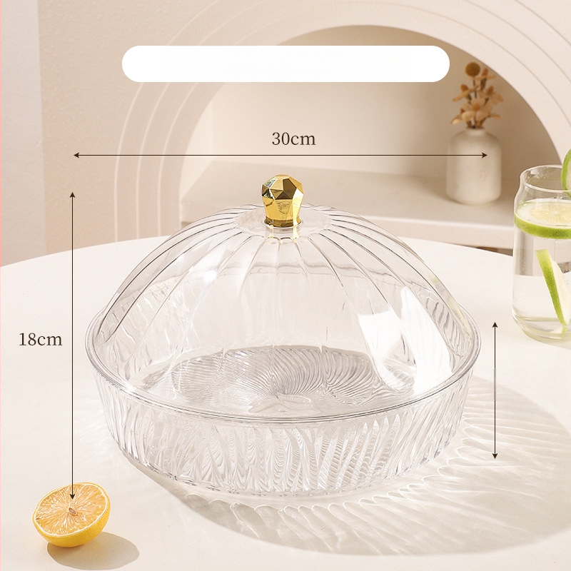 Fedéllel gyümölcstál – műanyag, könnyed luxus textúra, európai stílus, nagy kapacitás száraz gyümölcsre és édességekre